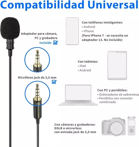 Micrófono 3,5 mm de solapa para celular