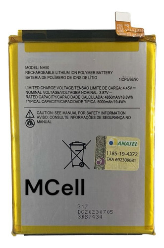 Flex Carga Bateria Para Moto G22 Xt2231 Modelo Nh50 Envio Já
