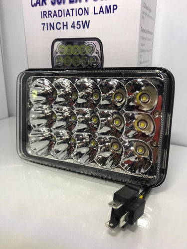 Imagen 3 de 6 de Faro Caminero Led Rectangular 15led C/ Ficha H4