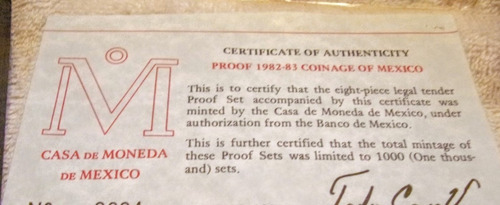 Coleccion Monedas Proof Mexico 1982-1983 !