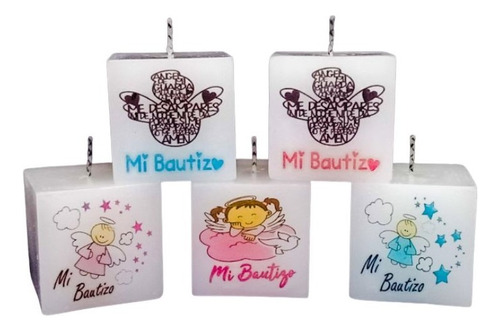 20 Velas Personalizadas Recuerdos Bautizo