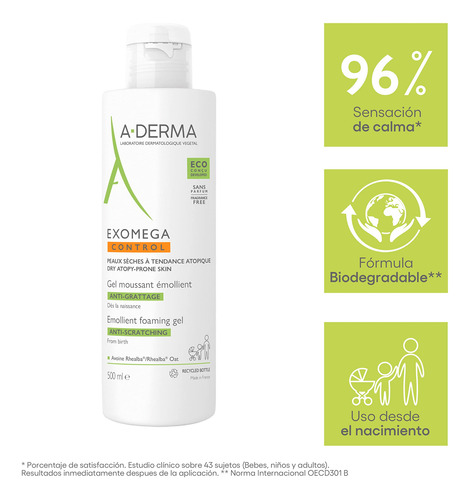 Aceite De Ducha Emoliente A-derma Exomega 500ml