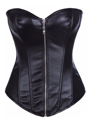 Corset Lencería Sexy Negro Cuero Vinil Erotica Vinipiel Piel