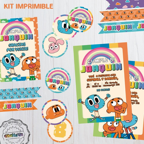 Kit Imprimible Cumpleaños Increible Mundo De Gumball