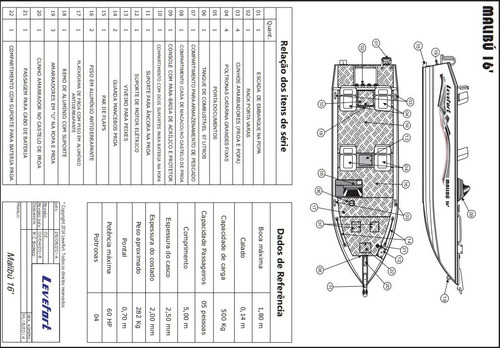 Imagem 11 de 11 de Lancha De Alumínio Levefort Malibu 16 + Motor 50 Hp Mercury