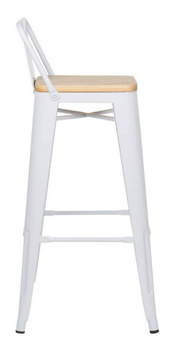 Taburete Tolix De Madera 66cm Color Blanco