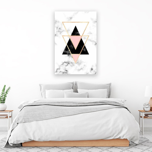 Cuadro Decorativo Canvas Triangulos Y Textura Marmol