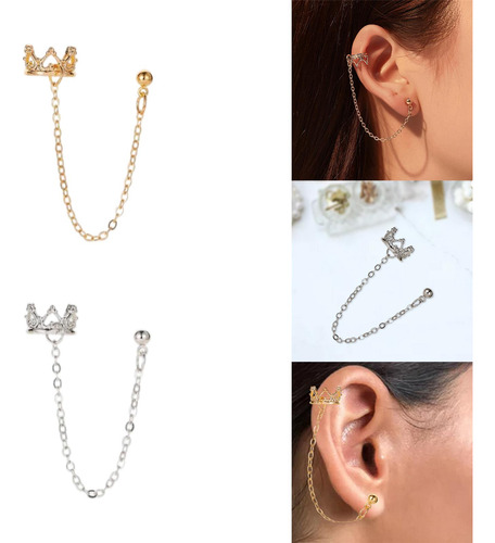 Pendientes De Cadena De 2 Piezas Pendientes De Oreja De Moda