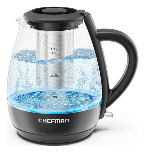 Chefman Hervidor Eléctrico Con Infusor De Té, 1 Litro, 1500 