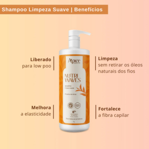 Shampoo Apice Limpeza Suave Nutri Waves Profissional 1000ml