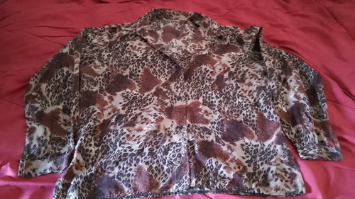 Camisa Manga Larga Animal Print De Dama Talle Xl