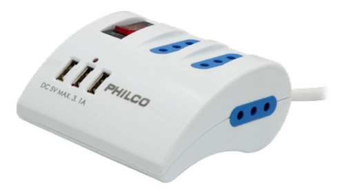 Alargador Extension Philco 3 Pos Y 3 Usb Blanco/ Tecnocenter