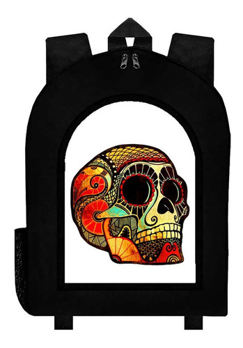 Mochila Negra Calavera Mexicana Craneo Esqueleto Art#ar405