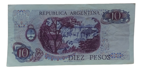Antiguo Billete 10 Pesos Ley Argentina 1971 Bott 2339