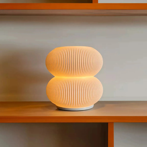 Lampara Velador Mesa Nordico Impresion 3d Luz Calida Esferas Blanco Blanco