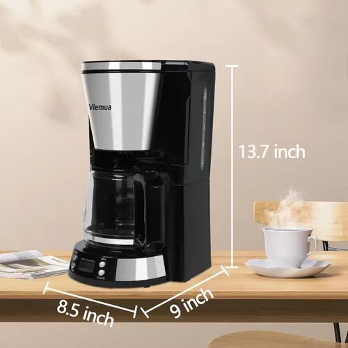 Cafetera de 12 tazas: cafetera de goteo con temporizador programable,  control de fuerza de preparación, cafetera y filtro permanente, sistema