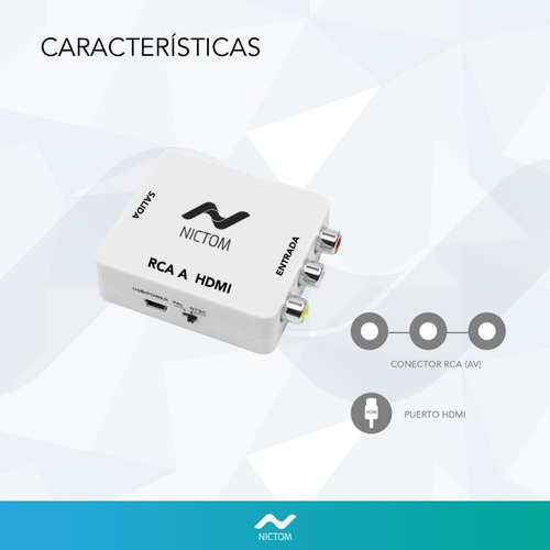 Imagen 3 de 5 de Conversor Adaptador Rca A Hdmi Nictom Activo