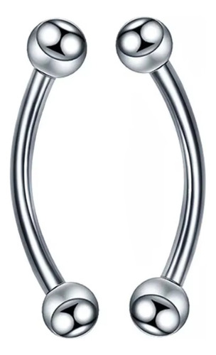 Kit 2 Piercing Curvo Bolinha Sobrancelha Rook Labret Inox