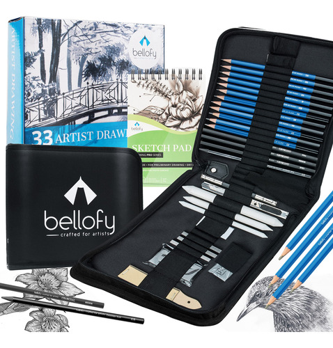 Bellofy Kit De Arte Profesional De 33 Piezas  Kit De Dib.