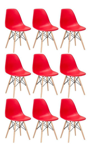 9 Cadeiras Eames Wood Dsw Eiffel Casa Jantar Colorida Cores Cor da estrutura da cadeira Vermelho