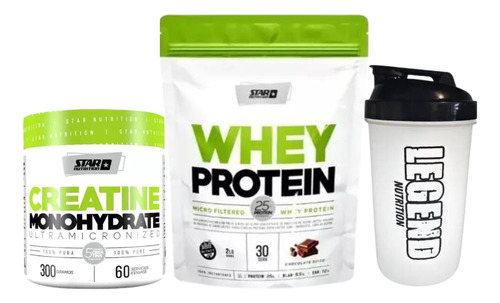 Star Nutrition Whey Protein 908gr + Creatina 300 Gr + Shaker