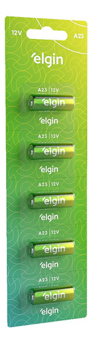 Bateria A23 Elgin 12volts Alcalina Cartelas 5 Peças!