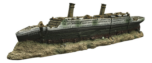 Acuario Pecera Medio Titanic Naufragio Barco Ornamento .