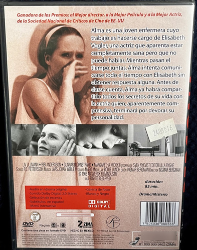 Película Original Dvd Persona Ingmar Bergman 1966 Sellada (Usado)
