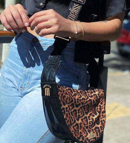 Bolsa Transversal Melissa Vibe Bag Print - Preto
