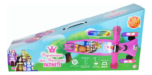 Patinete Dm Toys 3 Rodas Princesas Rosa