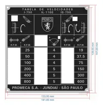 Comprar Tabela De Velocidades Tornos Promeca I-750, Is-750, Il-1100