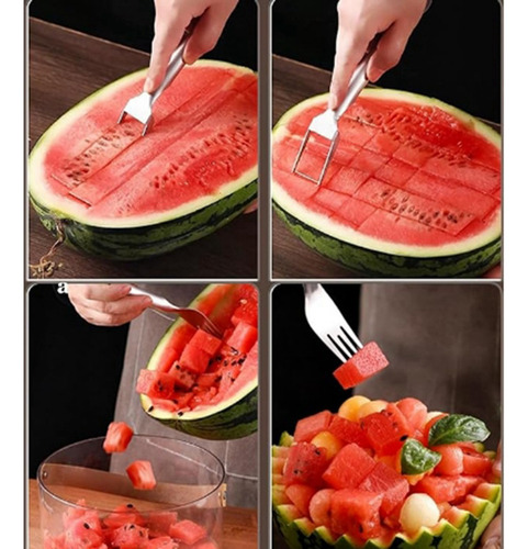 Cortador De Frutas De Acero Inoxidable 2 En 1, 3 Tenedores D