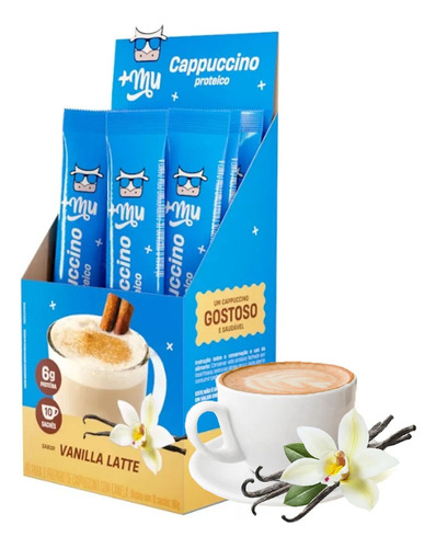 Capuccino Whey Mais Mu Vanilla Latte Sache 18g Display 10un