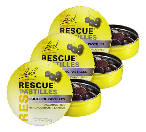 3x Rescue Remedy Pastilhas Floral De Bach 50g Groselha