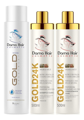 Kit Selagem Térmica Capilar Gold 24k Dama Hair (3 Itens)