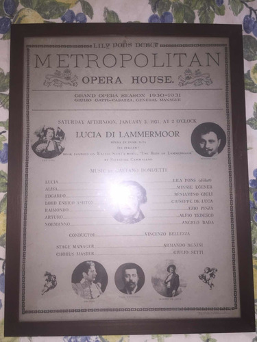 Antiguo Cuadro Del Metropolitan Opera House Año 1969