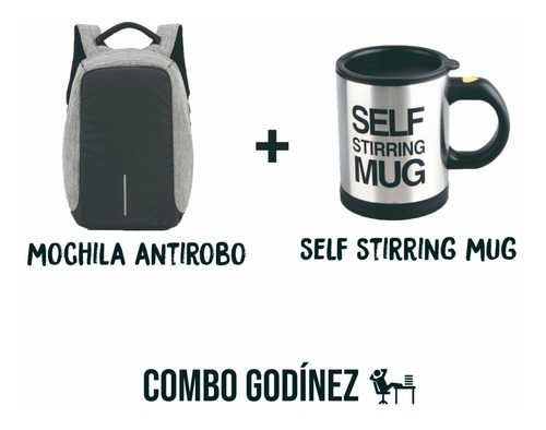 Taza Automática Mezcladora Y Mochila Antirrobo Combo Godín