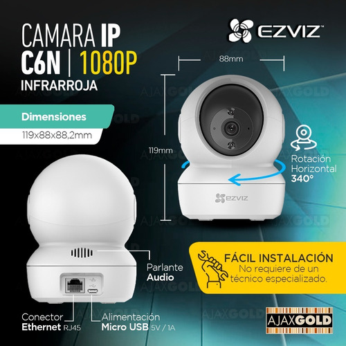 Imagen 6 de 10 de Camara Seguridad Ip 1080p Motorizado Wifi Vision Nocturna Hd