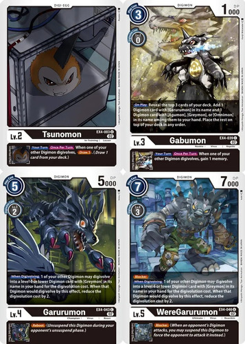 Digimon Tcg Tsunomon Gabumon Garurumon Weregarurumon Nova009