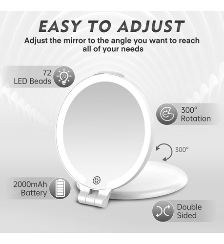 Espejo De Viaje Funtouch 7 Con Aumento Y Luces Led