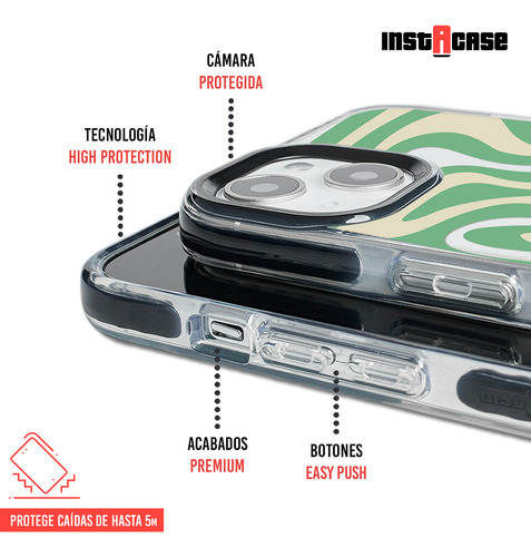 Funda Para iPhone Con Tu Nombre Para Mujer Curvas Verde