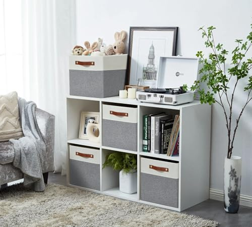 Cubos Plegables De Almacenamiento Gris Y Blanco, 4 Unidades
