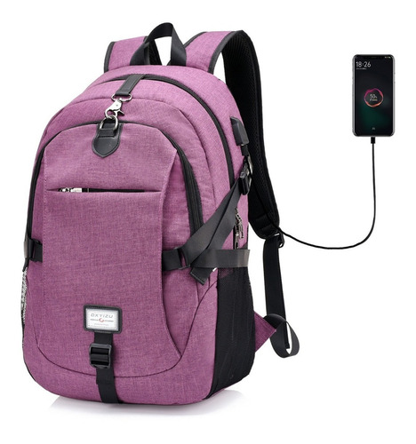 Morral escolar Nubily NB2699-15.6'' color rosa oscuro diseño lisa 35L