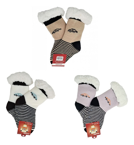 Pantumedias Medias Abrigadas Autitos Invierno Pack X2