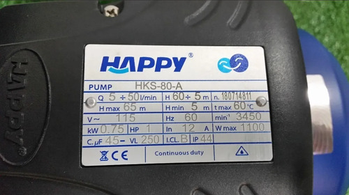 Imagen 5 de 5 de Bomba Periferica Autoceb Happy Hks-80a 1hp (tecn. Pedrollo)