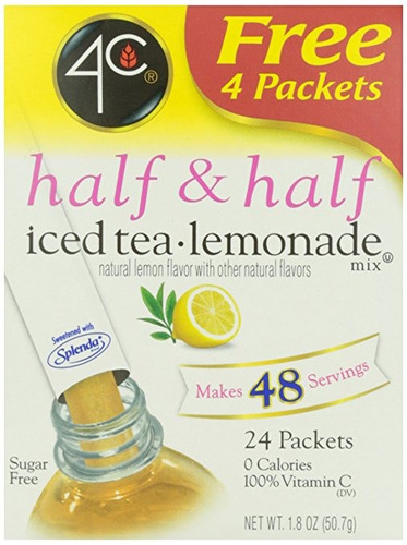 4c De Half & Half Té Helado Sin Azúcar Limonada Mix-24 Pkts