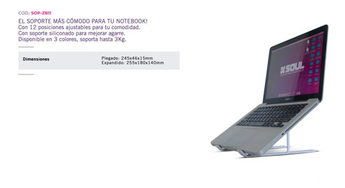 Imagen 4 de 5 de Soporte Base Notebook Tablet Plegable Escritorio Home Office