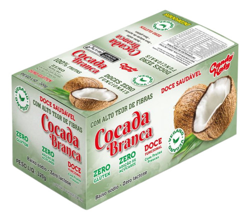 Doce de cocada coco Zero Açúcar sem TACC em display 20 g 16 un