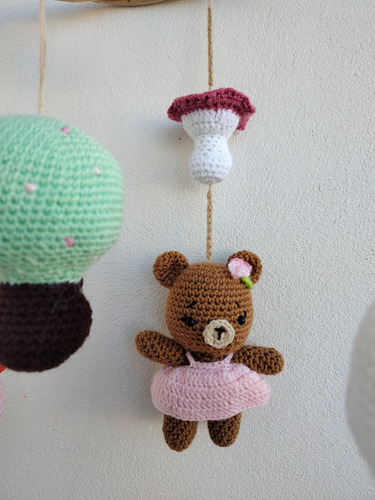 Movil De Cuna Tejido A Crochet Animalitos Del Bosque 4 Animalitos Animales Del Bosque