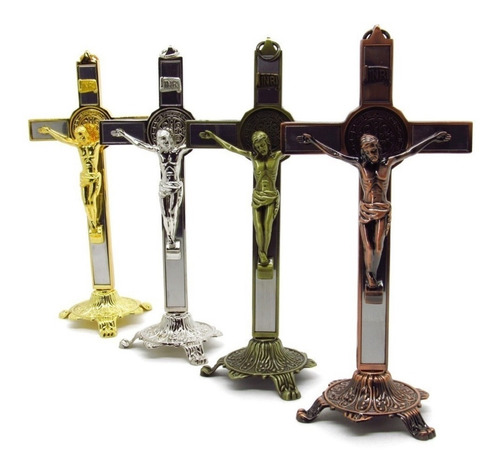 Crucifixo De Mesa Ou Parede Medalha De São Bento 20 Cm Metal